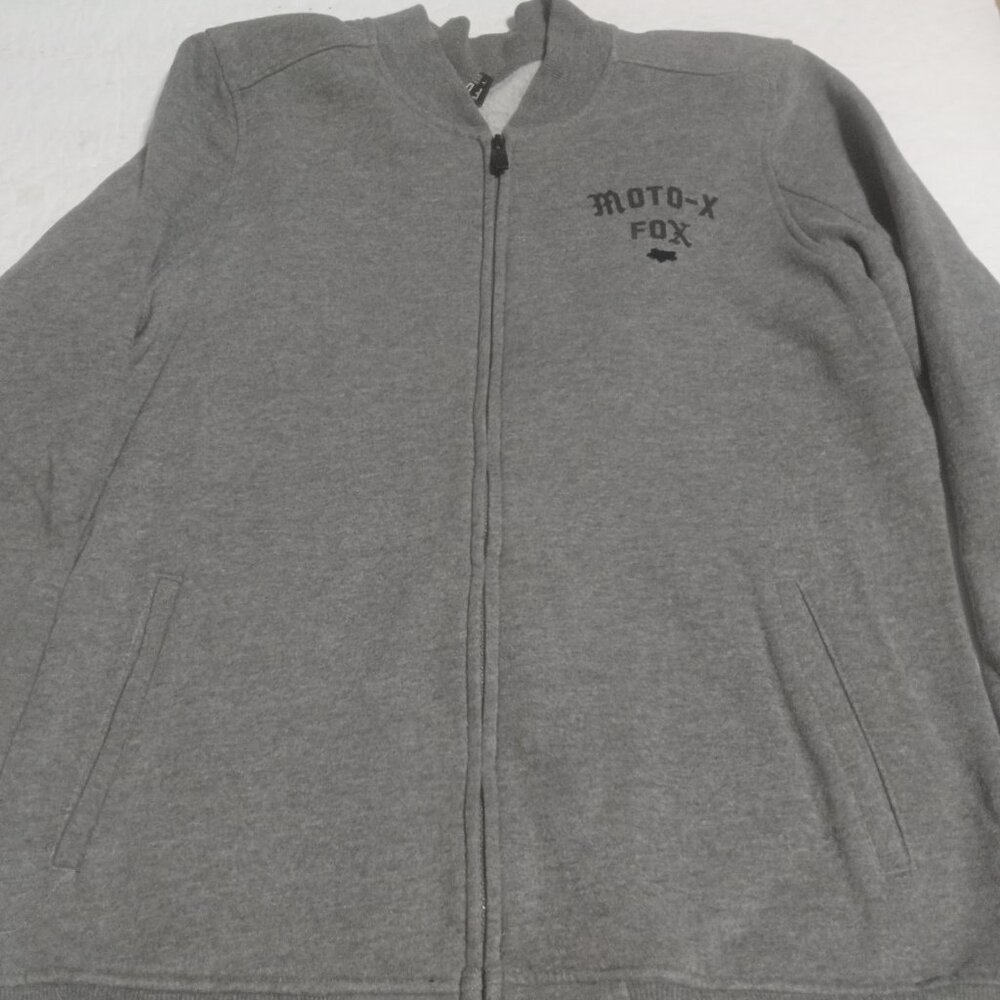 Fox Moto X Women's Full Zip Crewneck Sweatshirt Size L Grey 20340
